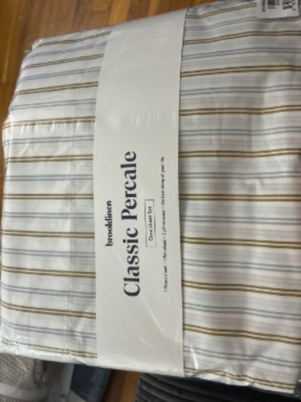 Brooklinen Classic Tandem-Stripe Dried Grass QUEEN 4-Piece Core Sheet Set